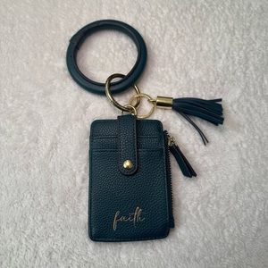 Cute Blue Leather Key and Card Holder